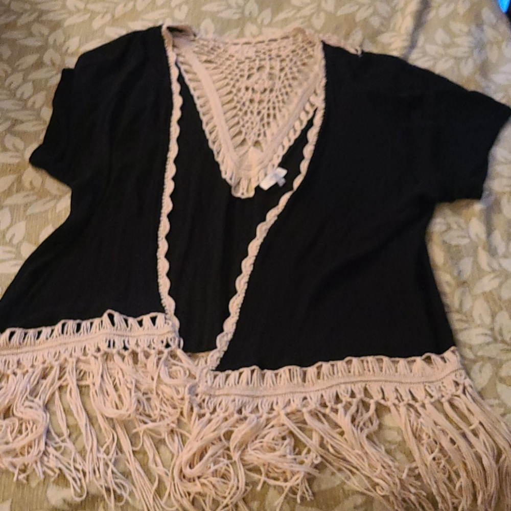 Umgee crochet and fringe boho coverup